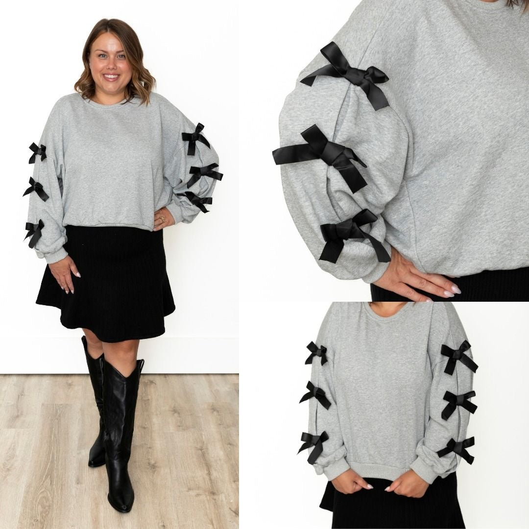 Daisy Bow Grey Sweatshirt