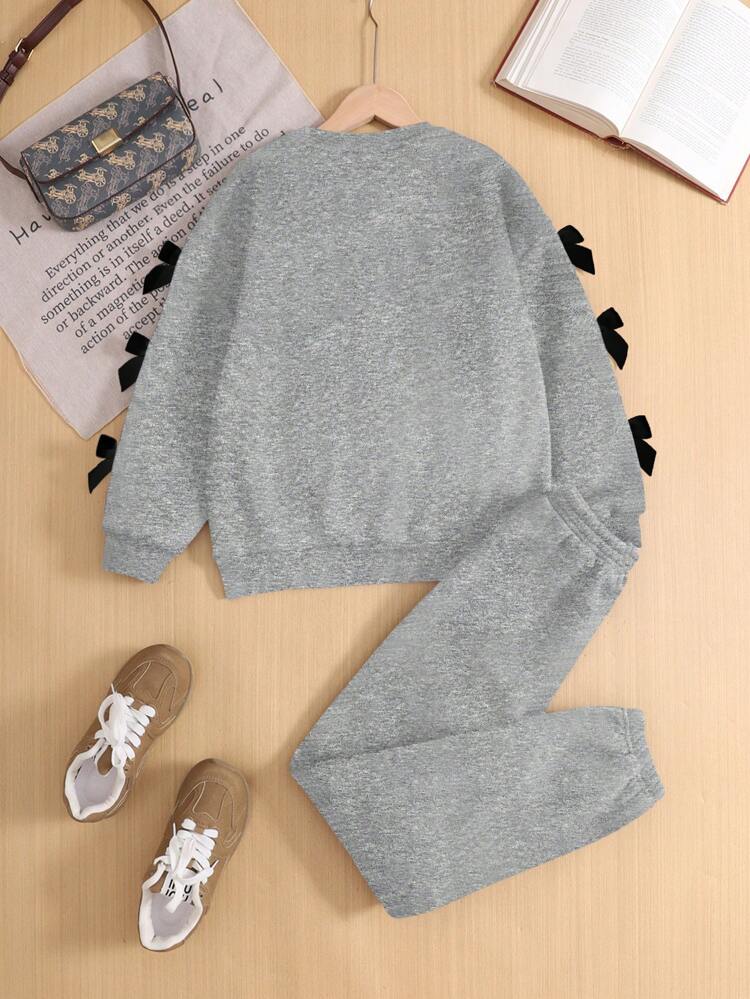 Bow Daisy Grey Sweatshirt Tracksuit