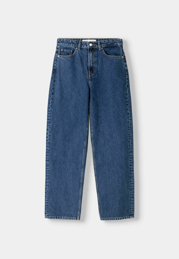 Mid Dark Blue Mom Fit Jeans