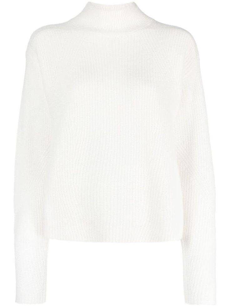 Rib Knit White Turtle Neck