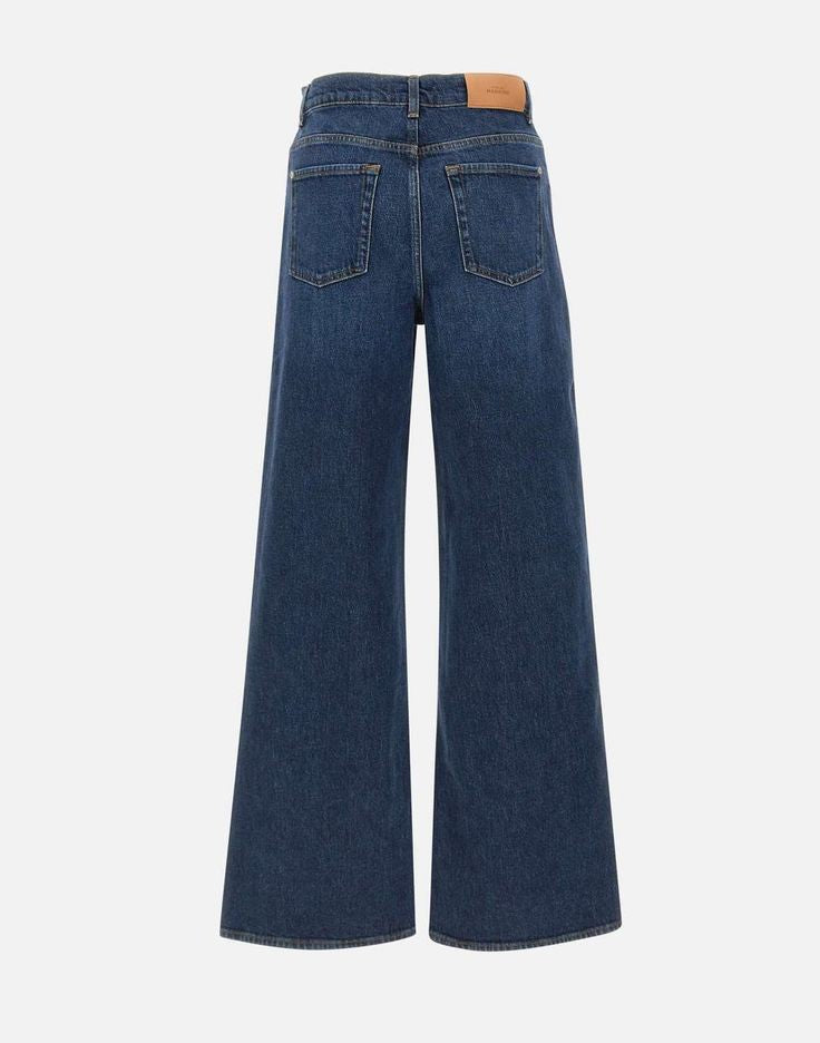 Mid Dark Blue Wide Leg Jeans