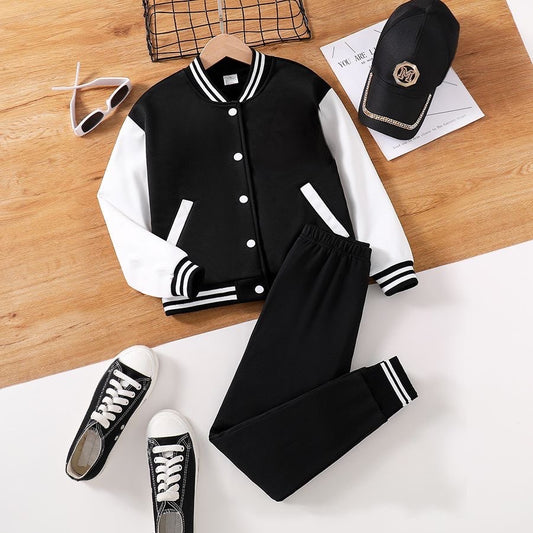 Black Baseball Varsity Jacket Tracksuit