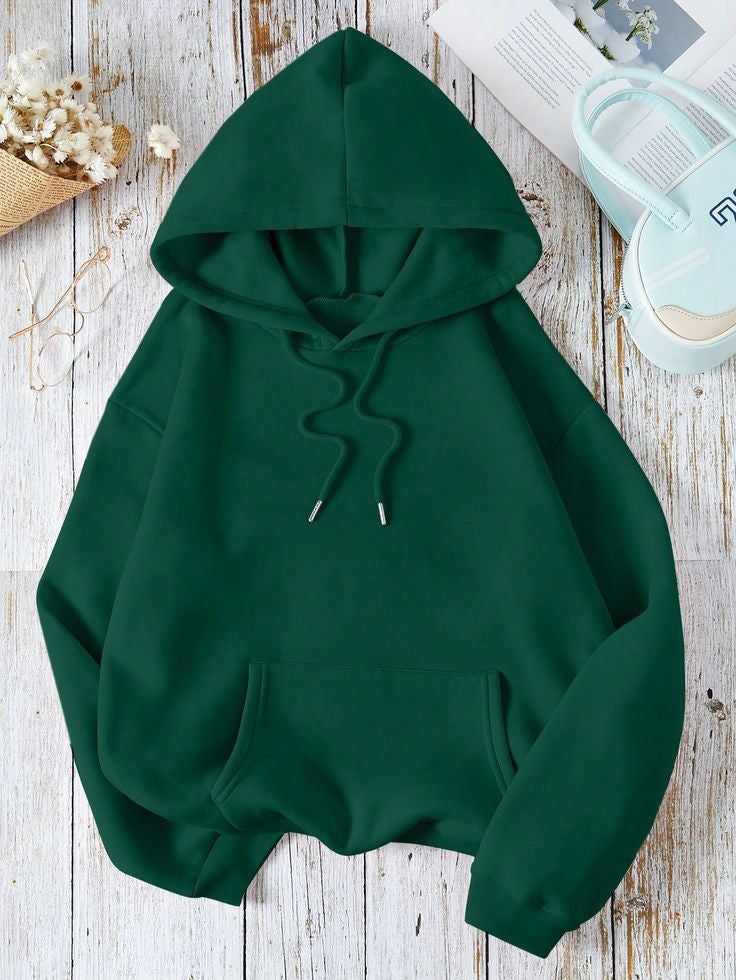 Plain Bottle Green Hoodie