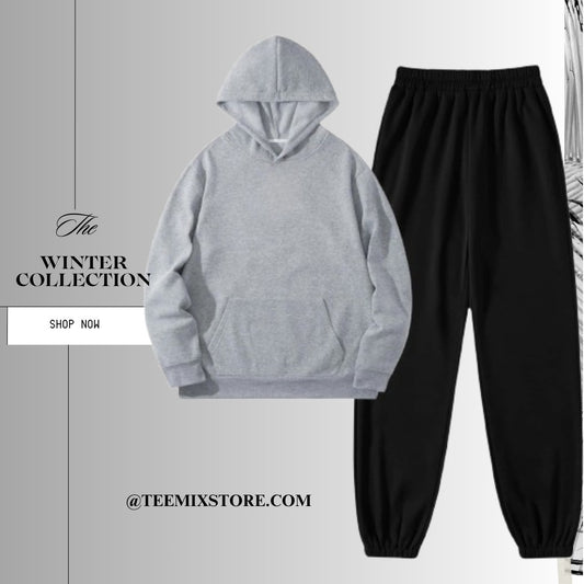 Grey Hoodie with Black Trouser Tracksuit