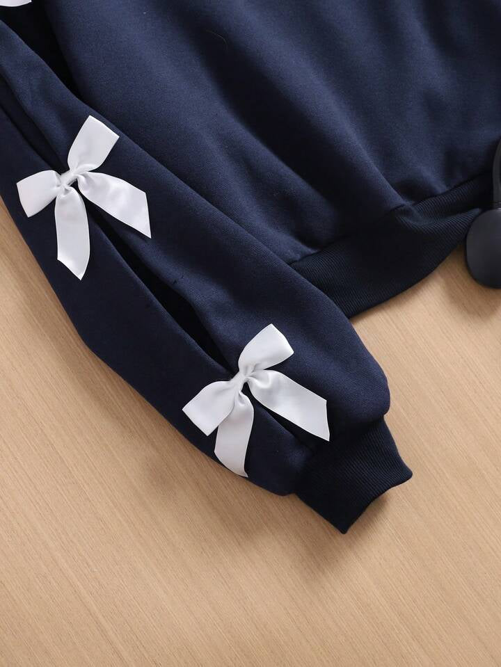 Daisy Bow Navy Blue Sweatshirt