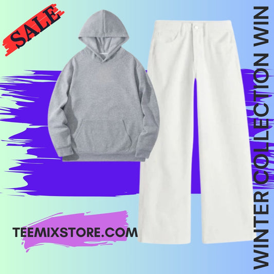 Basic Hoodie with White Wide Leg Jeans