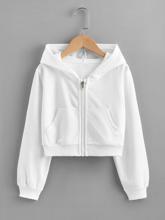 White Crop Zipper