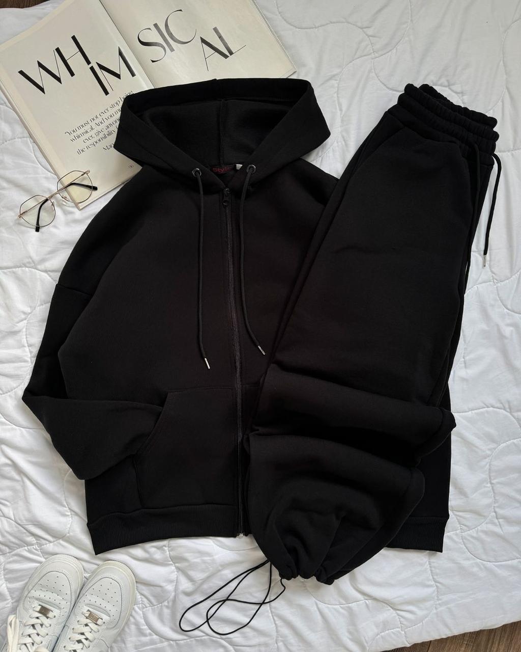 Black Zipper with Black Trouser Tracksuit