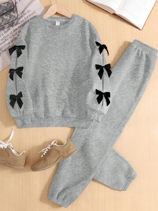 Bow Daisy Grey Sweatshirt Tracksuit