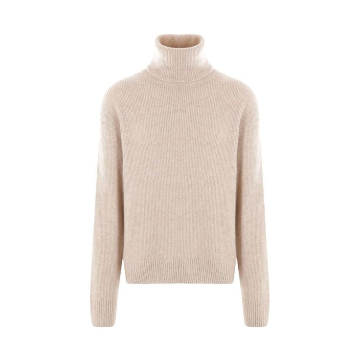 Rib Knit Beige Trutle Neck