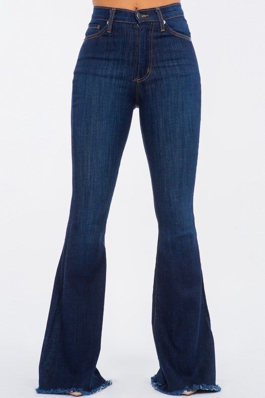 Mid Dark Blue Bell Bottom Jeans