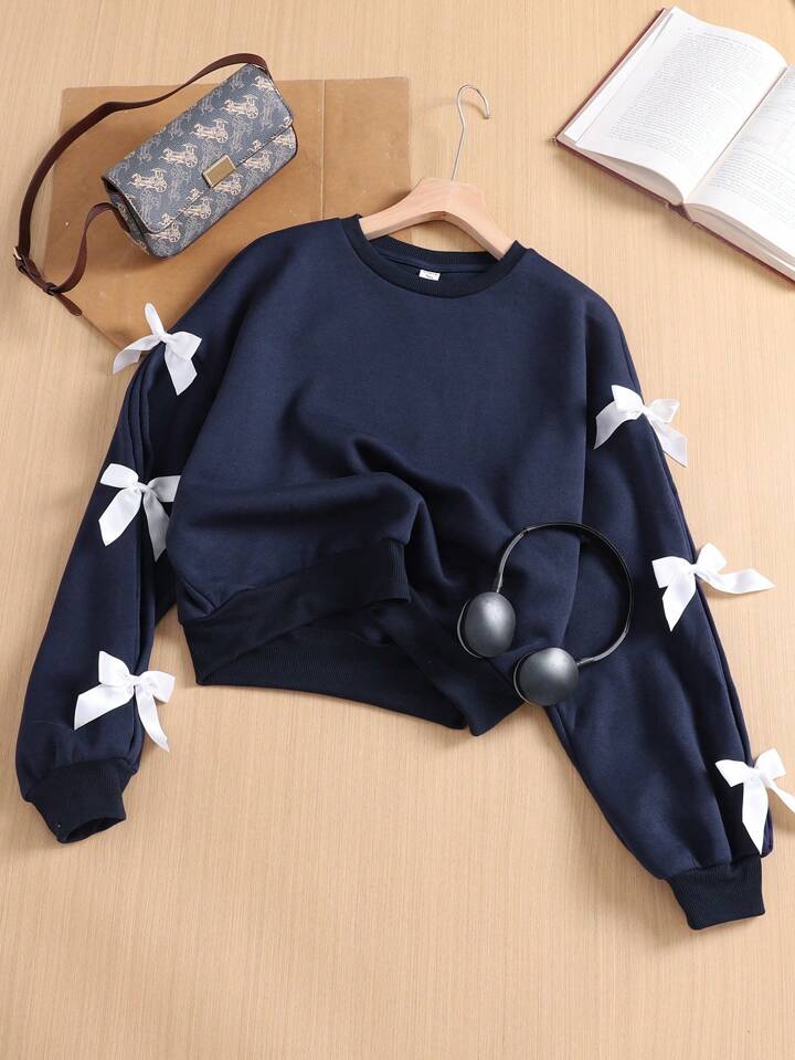 Daisy Bow Navy Blue Sweatshirt