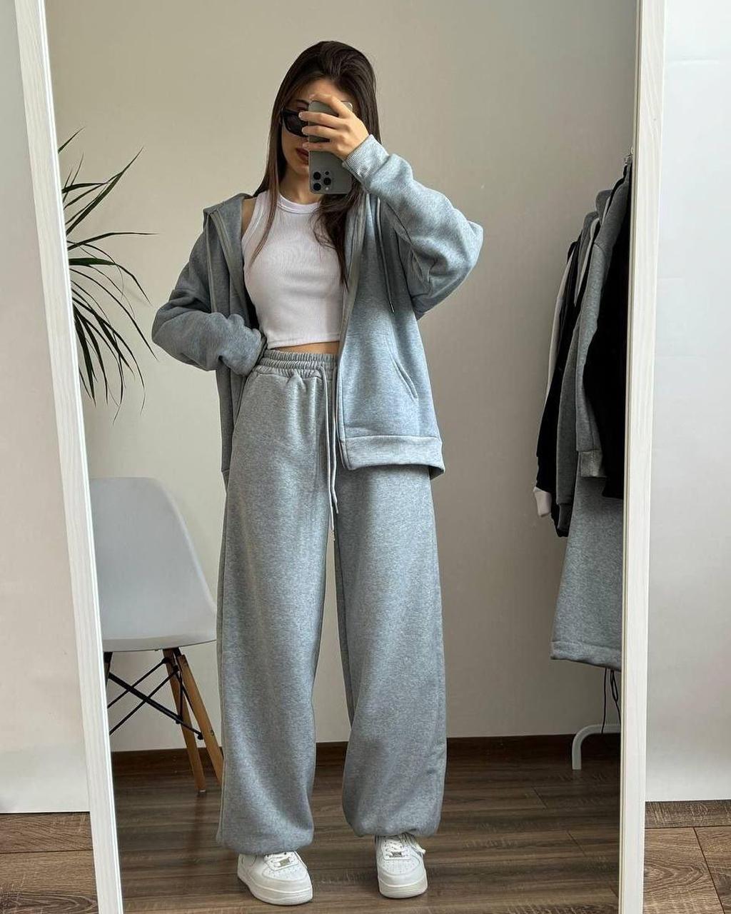 Grey Zipper with Grey Trouser Tracksuit