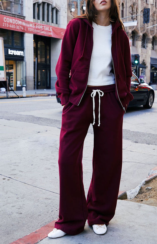 Maroon Zipper Hoodie Tracksuit