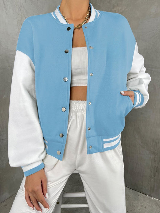 Sky Blue Baseball Varsity Jacket