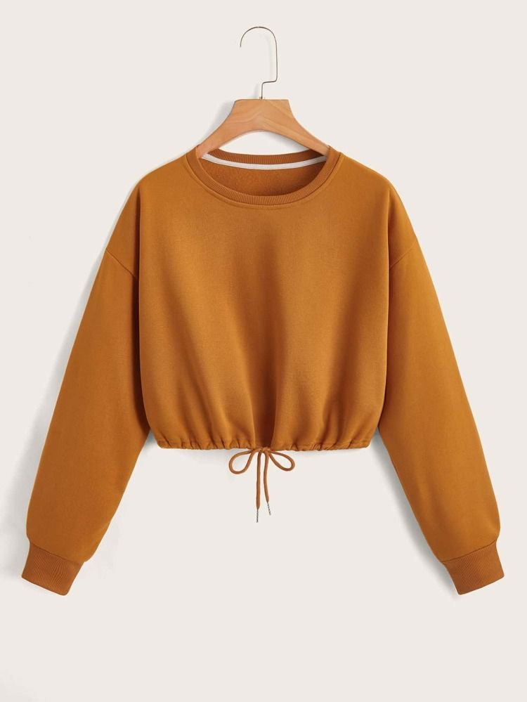 Drawstring Crop Sweatshirt