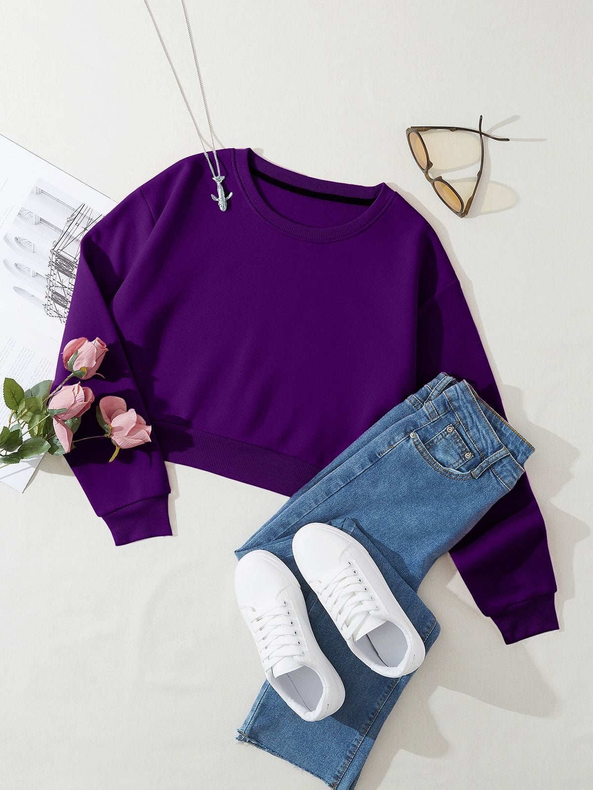 Purple Crop Sweatshirt