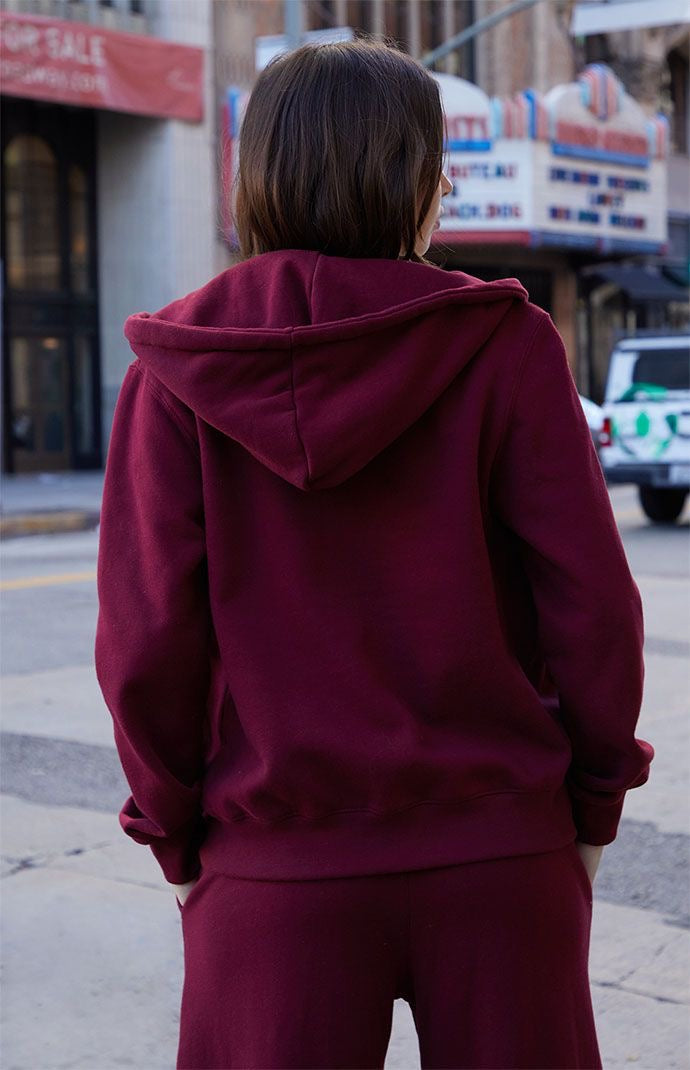 Maroon Zipper Hoodie Tracksuit