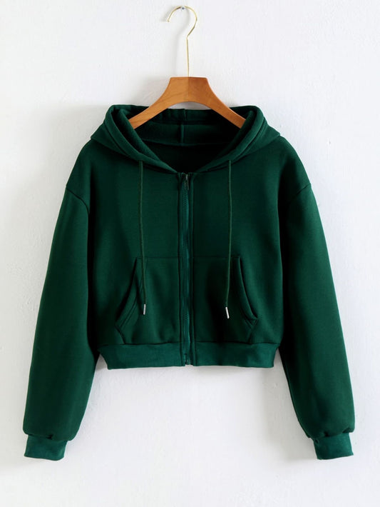 Bottle Green Crop Zipper