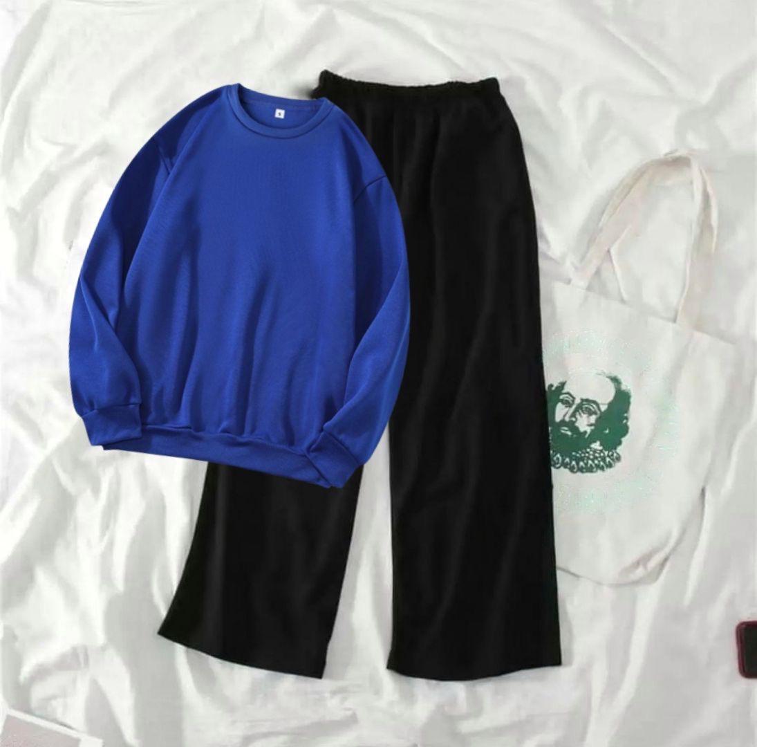 Royal Blue Sweatshirt With Black Flapper