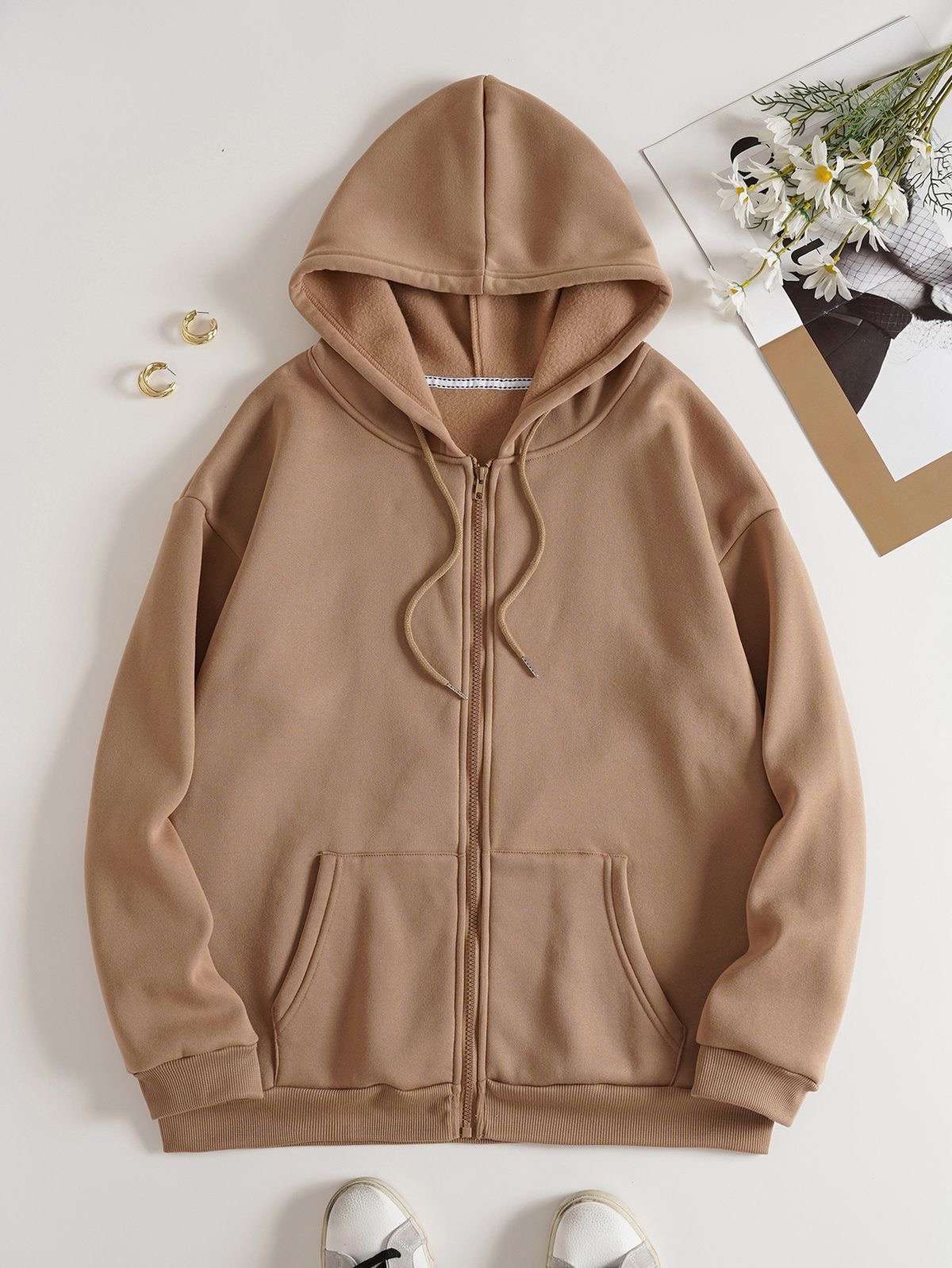 Plain Beige Zipper