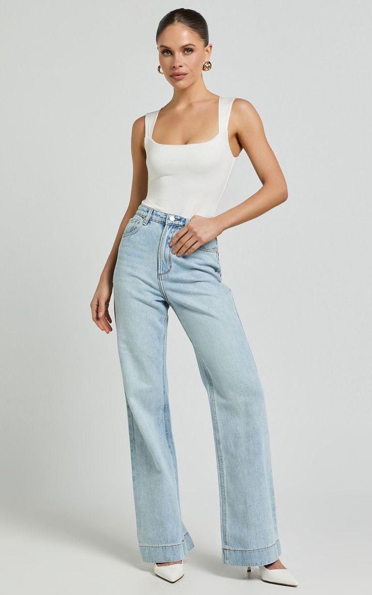 Sky Blue Wide Leg Jeans