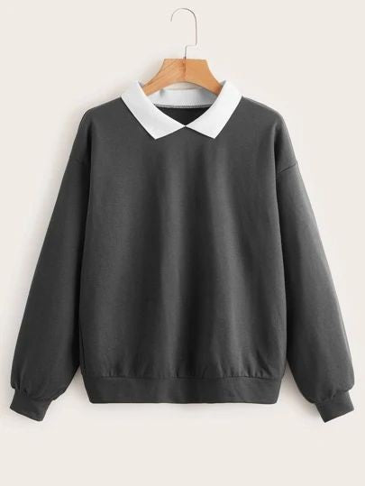 Plain Charcoal Collar Sweatshirt